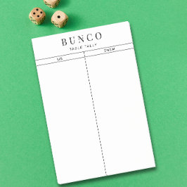 Eenvoudige zwarte en witte Bunco-tabel Tally Post-it® Notes