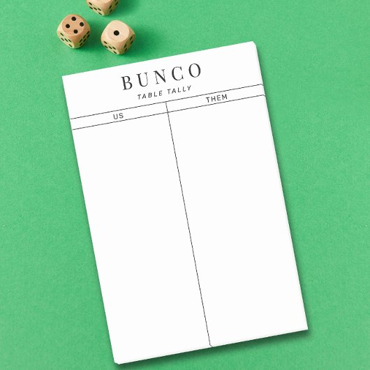 Eenvoudige zwarte en witte Bunco-tabel Tally Post-it® Notes