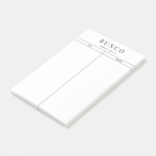 Eenvoudige zwarte en witte Bunco-tabel Tally Post-it® Notes (Schuin)