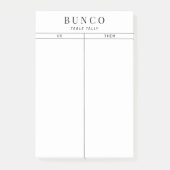 Eenvoudige zwarte en witte Bunco-tabel Tally Post-it® Notes (Voorkant)