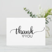 Eenvoudige Zwarte en Witte Calligrafie Dank je wel Kaart (Staand voorkant)