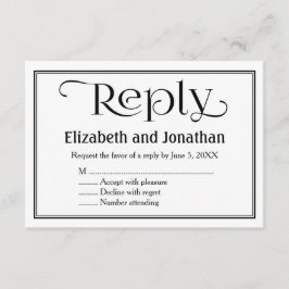 Eenvoudige Zwarte en Witte Christelijke Trouw RSVP Kaartje