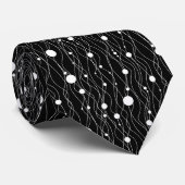 Eenvoudige zwarte en witte cirkels en lijnen stropdas (Opgerold)