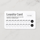 Eenvoudige Zwarte en Witte Coffee Loyalty Card (Voorkant)