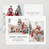 Eenvoudige zwarte en witte drie foto voor prettige feestdagenkaart (Voorkant / Achterkant)