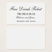 Eenvoudige zwarte en witte Drink Ticket Visitekaartje (Voorkant /achterkant)