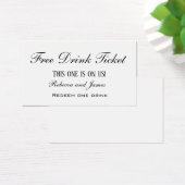 Eenvoudige zwarte en witte Drink Ticket Visitekaartje (Bureau)