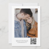 Eenvoudige zwarte en witte elegante trouw-QR-code Save The Date (Achterkant)