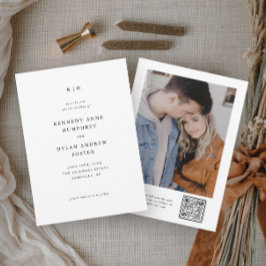 Eenvoudige zwarte en witte elegante trouw-QR-code Save The Date