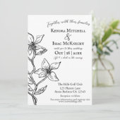 Eenvoudige zwarte en witte Floral Kaart (Staand voorkant)