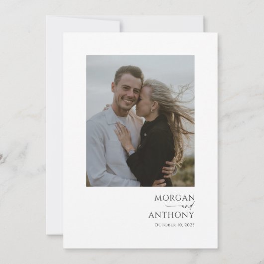 Eenvoudige zwarte en witte foto opslaan Datum Save The Date (Achterkant)