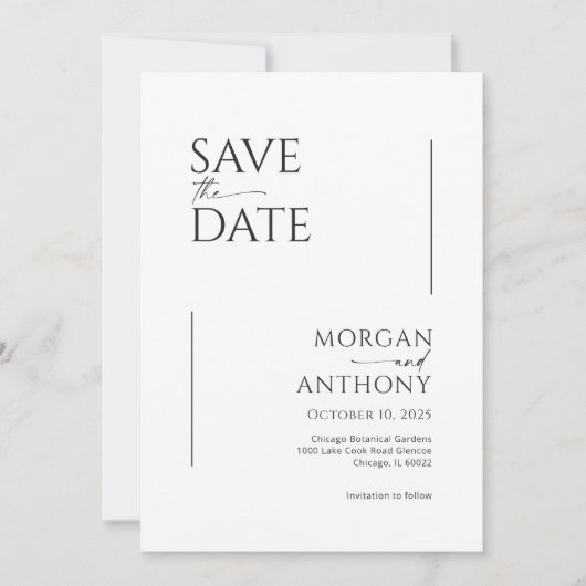 Eenvoudige zwarte en witte foto opslaan Datum Save The Date (Voorkant)