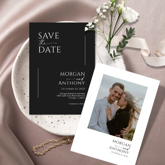 Eenvoudige zwarte en witte foto opslaan Datum Save The Date