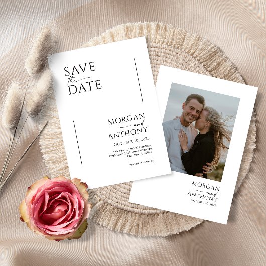 Eenvoudige zwarte en witte foto opslaan Datum Save The Date