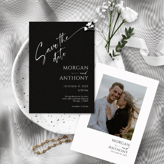 Eenvoudige zwarte en witte foto opslaan Datum Save The Date