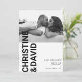 Eenvoudige zwarte en witte foto Sla de datumkaart  Bedankkaart (Staand voorkant)