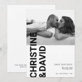 Eenvoudige zwarte en witte foto Sla de datumkaart  Bedankkaart (Voorkant / Achterkant)