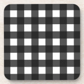 Eenvoudige zwarte en witte gingham bier onderzetter (Voorkant)