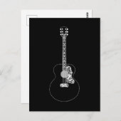 Eenvoudige zwarte en witte gitaar briefkaart (Voorkant / Achterkant)