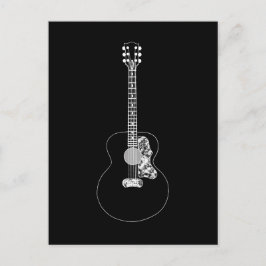 Eenvoudige zwarte en witte gitaar briefkaart