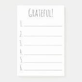 Eenvoudige zwarte en witte Grateful Gratitude-lijs Post-it® Notes (Voorkant)