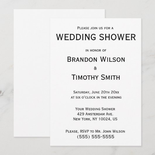 Eenvoudige zwarte en witte homepage-show kaart (Voorkant / Achterkant)