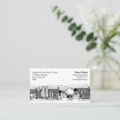 Eenvoudige zwarte en witte illustratie van homes visitekaartje (Staand voorkant)