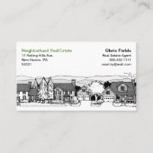 Eenvoudige zwarte en witte illustratie van homes visitekaartje (Voorkant)