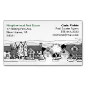 Eenvoudige zwarte en witte illustratie van homes visitekaartje magneet (Voorkant)
