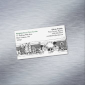 Eenvoudige zwarte en witte illustratie van homes visitekaartje magneet (Voorbeeld)