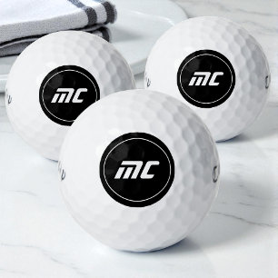 Eenvoudige Zwarte en Witte Initiaal Koel Monogram Golfballen