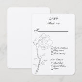 Eenvoudige zwarte en witte jasmijnsteel RSVP kaartje (Voorkant / Achterkant)