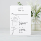 Eenvoudige zwarte en witte jasmijnsteel RSVP kaartje (Staand voorkant)