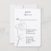 Eenvoudige zwarte en witte jasmijnsteel RSVP kaartje (Voorkant)