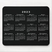 Eenvoudige zwarte en witte kalender 2023 muismat (Voorkant)