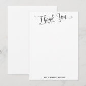 Eenvoudige zwarte en witte kalligrafie bedankkaart (Voorkant / Achterkant)