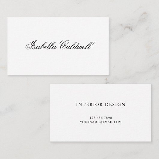 Eenvoudige zwarte en witte kalligrafie elegant visitekaartje (Voorkant / Achterkant)