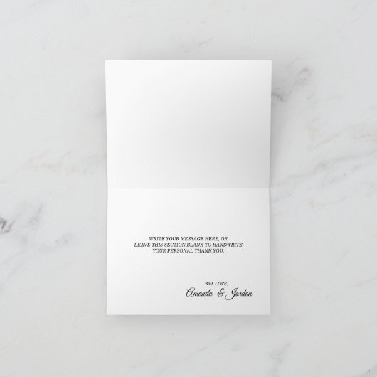 Eenvoudige zwarte en witte kalligrafie Hartelijk d Bedankkaart (Binnen)