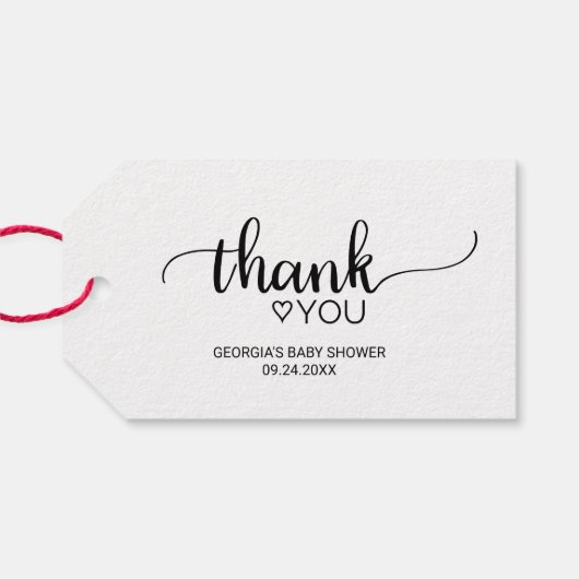 Eenvoudige zwarte en witte kalligrafie Hartelijk d Cadeaulabel (Achterkant Horizontaal)