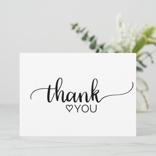 Eenvoudige zwarte en witte kalligrafie Hartelijk d Kaart (Staand voorkant)