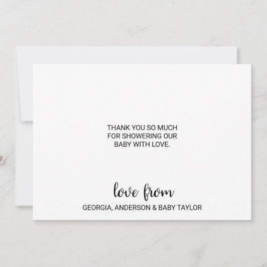 Eenvoudige zwarte en witte kalligrafie Hartelijk d Kaart (Achterkant)