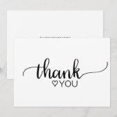 Eenvoudige zwarte en witte kalligrafie Hartelijk d Kaart (Voorkant / Achterkant)