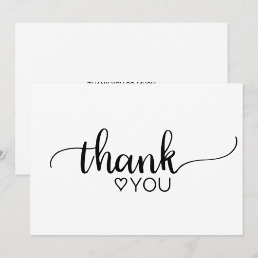 Eenvoudige zwarte en witte kalligrafie Hartelijk d Kaart (Voorkant / Achterkant)