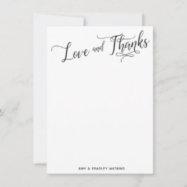 Eenvoudige Zwarte en Witte Kalligrafie Liefde & Da Bedankkaart