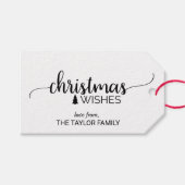 Eenvoudige zwarte en witte kalligrafie voor Kerstm Cadeaulabel (Voorkant (Horizontaal))