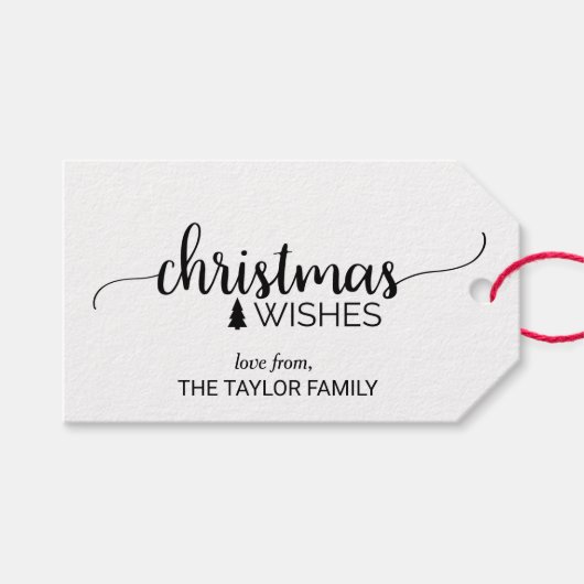 Eenvoudige zwarte en witte kalligrafie voor Kerstm Cadeaulabel (Voorkant (Horizontaal))