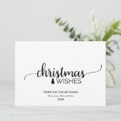 Eenvoudige zwarte en witte kalligrafie voor Kerstm Feestdagenkaart (Staand voorkant)