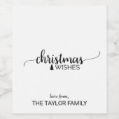 Eenvoudige zwarte en witte kalligrafie voor Kerstm Wijn Etiket (Enkel label)