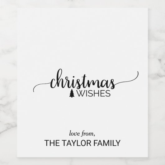 Eenvoudige zwarte en witte kalligrafie voor Kerstm Wijn Etiket (Enkel label)