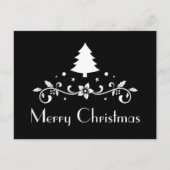 Eenvoudige zwarte en witte kerst briefkaart (Voorkant)